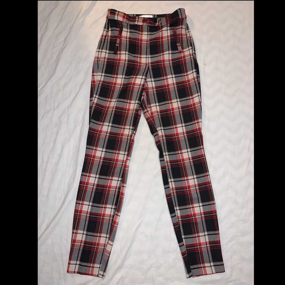 Plaid Skinny Fit Trousers